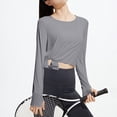 thumbnail image 5 of FNFYFH Long Sleeve Workout Tops for Women with Thumb Holes Side Split Loose Fit Gym Yoga Shirt Ice Silk Sun Protection Shirts, 5 of 8