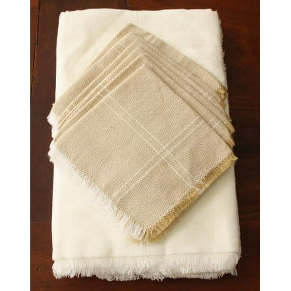 White Mexican Tablecloth 6 Napkins