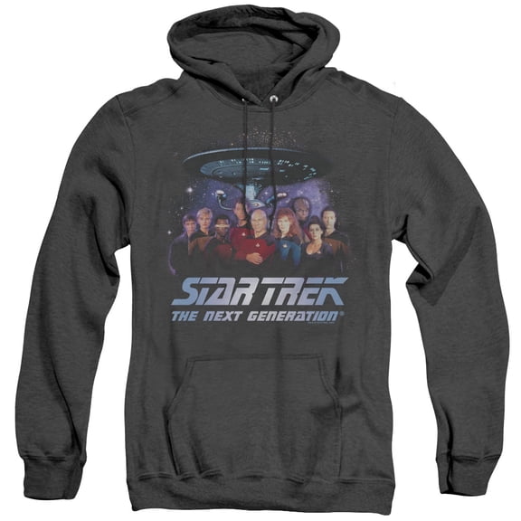 Star Trek Space Group Adult Heather Hoodie Sweatshirt Black