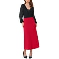 thumbnail image 2 of Falda Maxi de Satén para Mujer Inspire Chic, Cintura Alta, A-Line, Formal, de Noche, Estilo Sirena, 2XL, Rojo Oscuro, 2 of 6