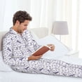 thumbnail image 6 of Lsque Lavender Flowers Pattern Long Sleeve Pajama Set for Men - Soft 2-Piece Sleepwear and Loungewear Set with Pockets, Comfy Nightwear-Large, 6 of 7