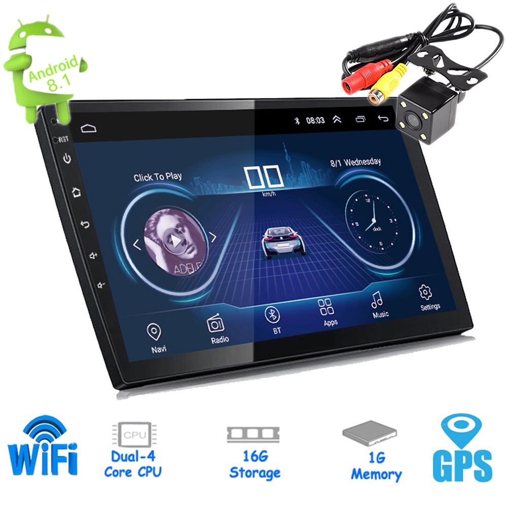 1Din 9in Android8.1 Car Stereo Radio GPS Navigation MP5 Player Bluetooth Wifi FM 
