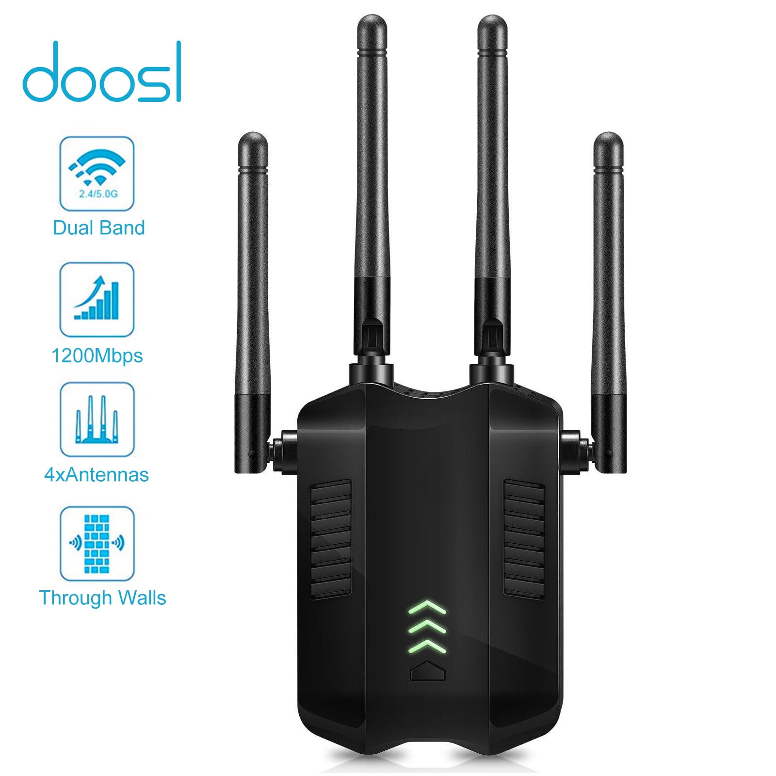2000FT Wide Range of Signals WiFi Range Extender 1200Mbps WiFi Booster AC1200 for The Hourse Repeater 2.4 & 5GHz Dual Band WPS Wireless Signal Strong Penetrability Enjoy Gaming 