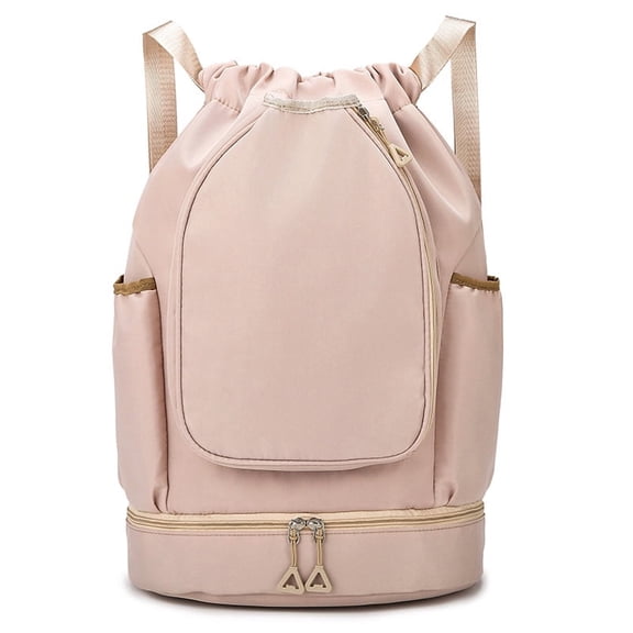 Oxford Drawstring Backpack with Shoe Compartment for Sports, Badminton Tennis Pickleball Basketball