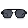 thumbnail image 3 of Hipster Octagonal Double Bridge Thick Bevel Plastic Racer Sunglasses All Black, 3 of 5