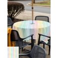 thumbnail image 5 of Outdoor Tablecloth with Umbrella Hole for Patio/Picnic/Party/Camping, Colorful Striped Waterproof Table Cloth Square Cover Washable, Farmhouse Vertical Striped Watercolor (60"x 60"), 5 of 8