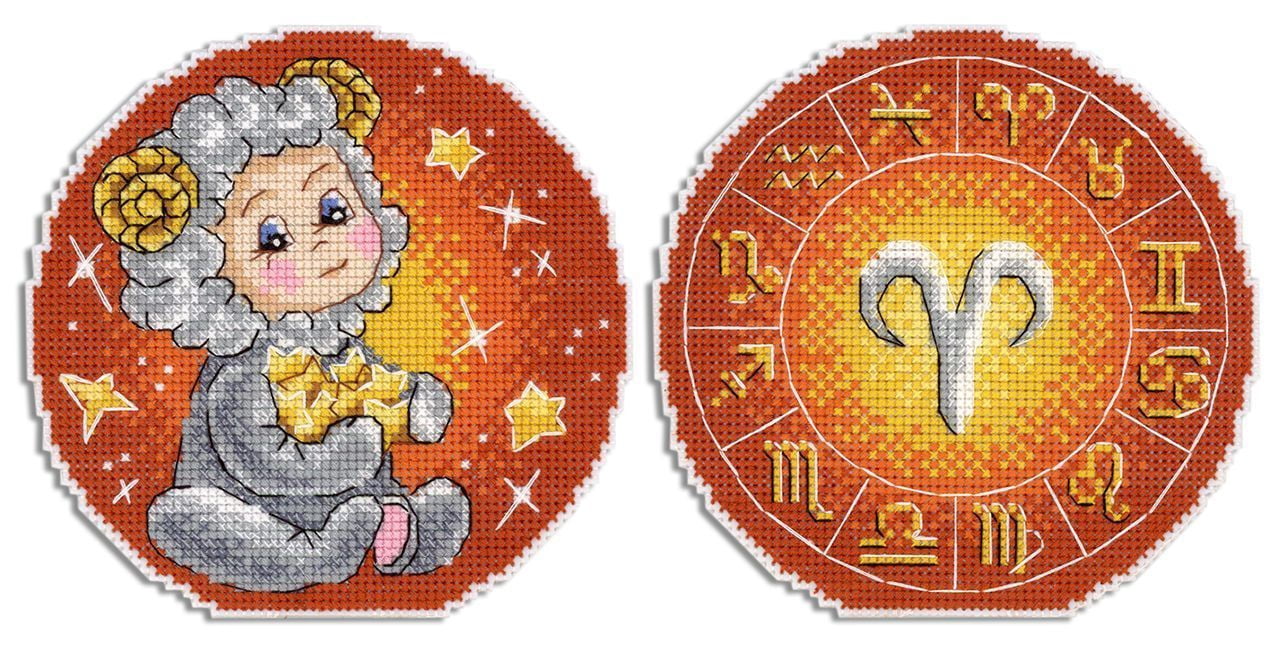 Cross Stitch Kit Zodiac Signs Aries SR-695 Needlework Orange Sheep By MP Studia Star