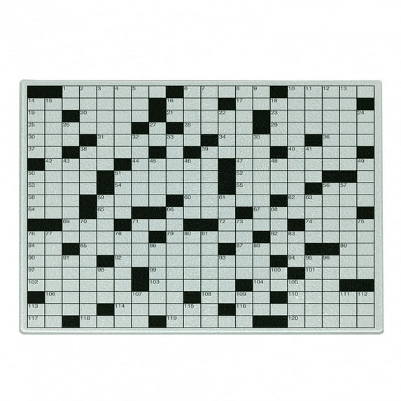 Word Search Puzzle Cutting Board, Classical Crossword Black and White Boxes and Numbers Illustration, Decorative Tempered Glass Cutting and Serving Board, Small Size, Black and White, by Ambesonne