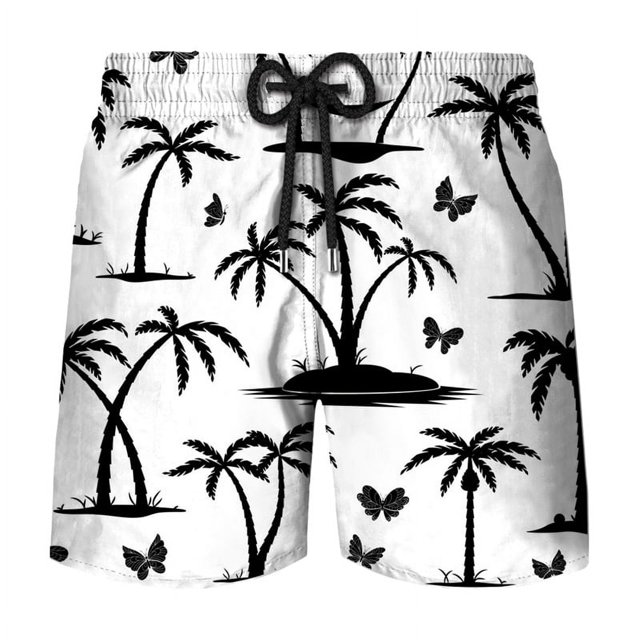 Simple Beach Coconut Tree 3D Printed Short Pants Mens Summer Board Shorts Swimsuit Male Swimming Trunks Quick-dry Custom Shorts