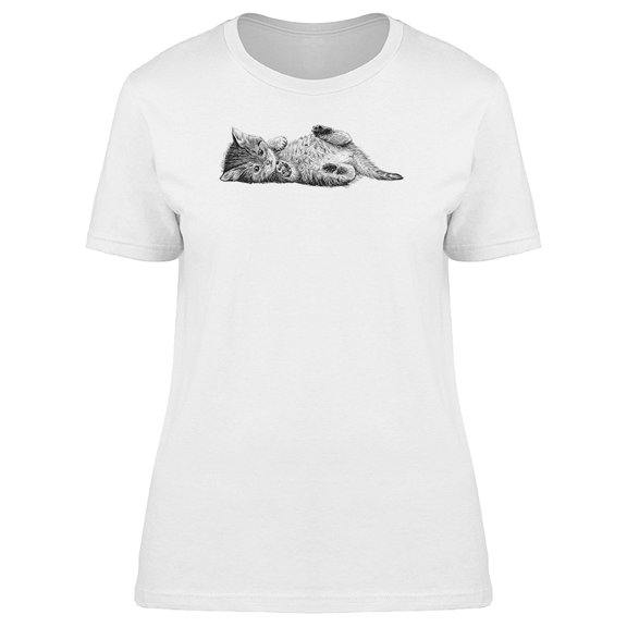 Cute Grey Baby Kitten Sketch Tee Women's -Image by Shutterstock