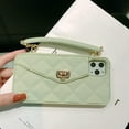 thumbnail image 5 of Wallet Case Compatible with iPhone 11, Purse Flip Card Holder Soft Silicone Case Cover with Handstrap & Long Pearl Crossbody Chain (Green, iPhone 11), 5 of 15