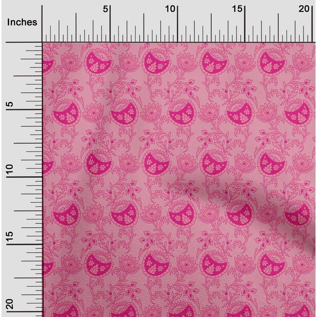 oneOone Polyester Lycra Fabric Leaves & Floral Block Printed Fabric 1 Yard 56 Inch Wide