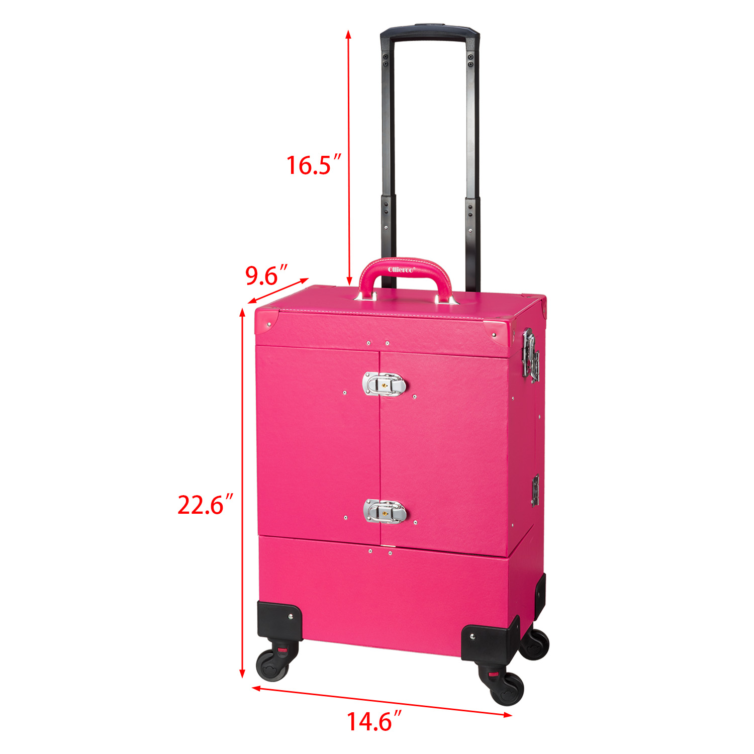 Ollieroo Rolling Wheels Makeup Train Case Lockable PU Artist Makeup Cosmetic Train Case,Rose-Pink - image 2 of 9