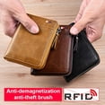 thumbnail image 3 of Oceantree Mens RFID Blocking Leather Wallet Credit Card ID Holder Zipper Purse Waterproof Khaki(Light Brown), 3 of 7