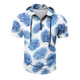 thumbnail image 6 of QHRMKOG Mens Hoodie Trendy 1/4 Zip Street Hooded Sweatshirts Loose Fit Hawaiian Print Drawstring Hoodie 2026 Spring Short Sleeve Top Blue M, 6 of 8