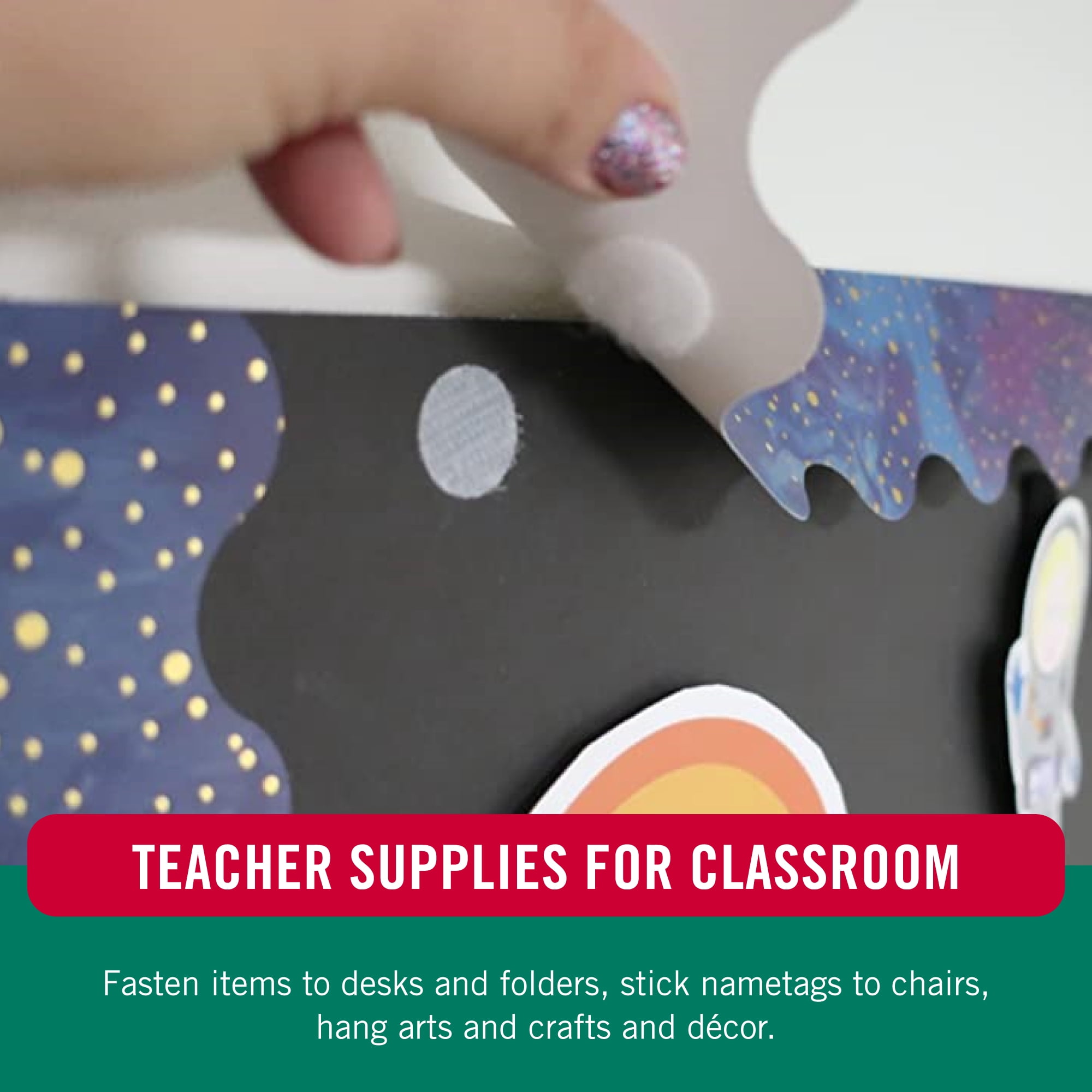 VELCRO Brand Thin General Purpose Tape | General Purpose/ Low Profile | Perfect for Home, Classroom or Office | 3/4" Dots Circles , 200 Count - Clear