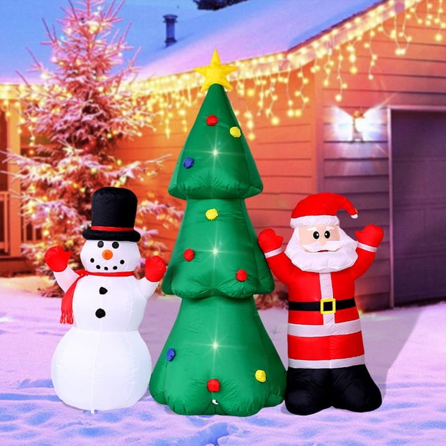 Decoraciones inflables navideñas, exhibición navideña, lindas decoraciones navideñas, juego de muñeco de nieve y de de Papá para
