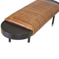 thumbnail image 3 of Warm Brown Leather and Solid Wood Bench, 3 of 3