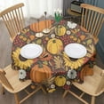 thumbnail image 3 of Fall Pumpkins Sunflowers Autumn Pattern Round Tablecloth 60" X 60",Wrinkle Wipeable Table Cloth for Kitchen Dining Room Picnic Patio Party, 3 of 6