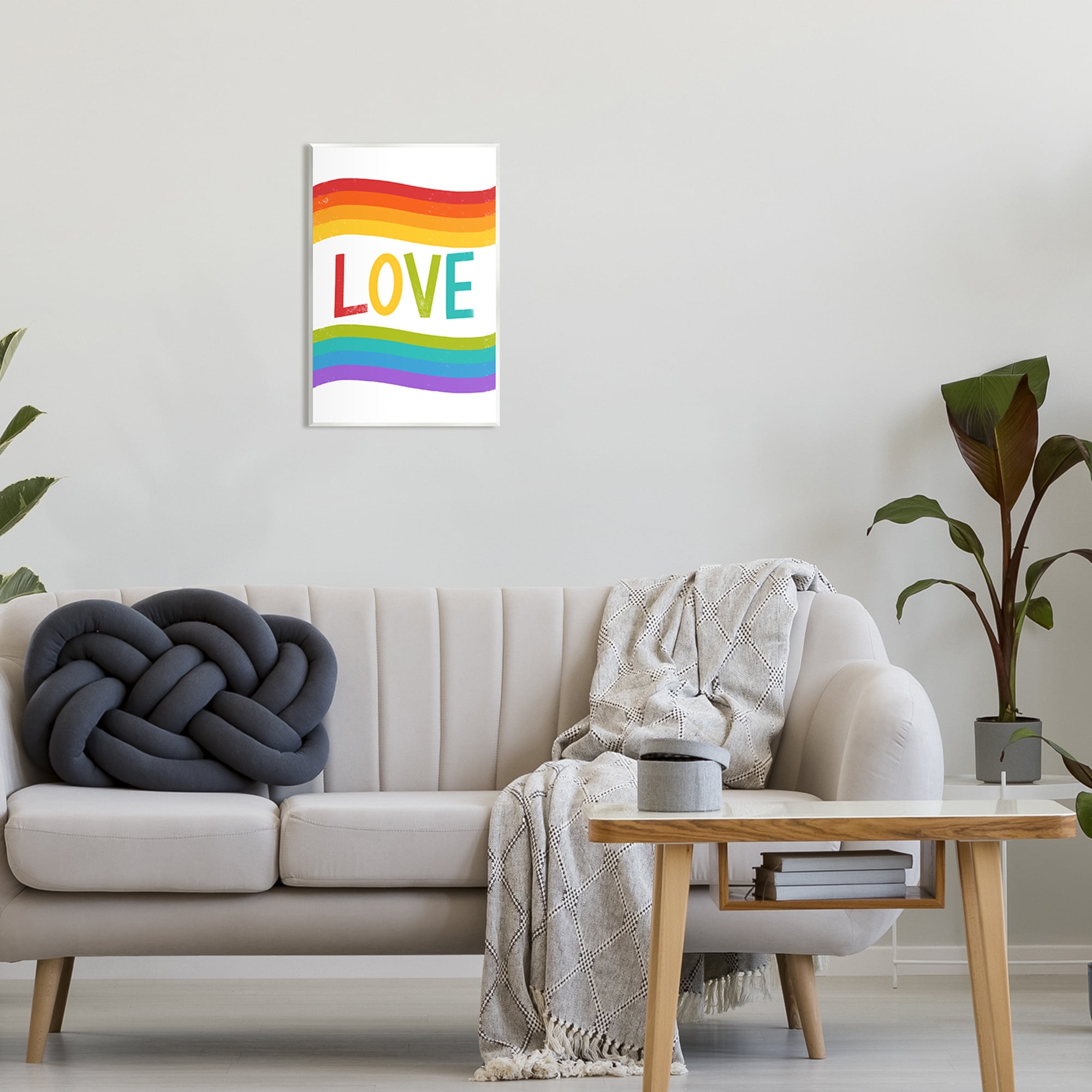 Stupell Industries Rainbow Love Pride Stripes Holiday Painting Unframed Art Print Wall Art