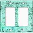 thumbnail image 6 of Metal Light Switch Plate Outlet Cover Teal Music Sheet Wallpaper Damask MUS004, 6 of 13