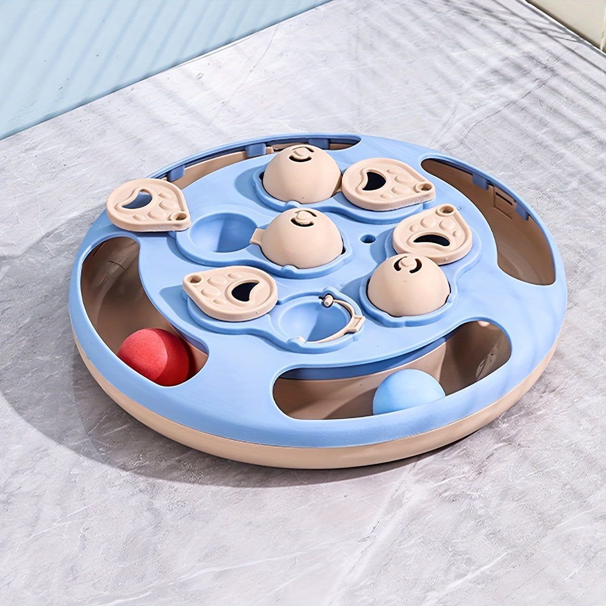 Blue Pet Puzzle Slow Feeder Toy - Slow Eating to Support Digestive Health, Anti-Choke Design, Treat Hiding Compartments, Non-Slip Base, Circular Shape - For Dogs, Cats, Puzzle Play, Slow Feeding, Tre
