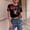 Red, variant on Womens Summer Tops Womens Summer Tops Women Halloween Skeleton Print Cropped Tee Short Sleeve Round Neck Distressed Shirt Casual Gothic Top For Fall Spring XS