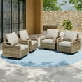 thumbnail image 4 of EAGLE PEAK 4 Piece Wicker Outdoor Rocking Chairs with Cushions, Rattan Swivel Rocker Patio Chairs for Backyard Deck Porch & Garden, Brown/Gray, 4 of 9