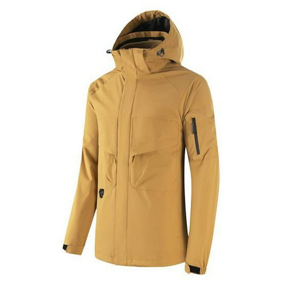 Mountaineering Set, Men And Women 3 In 1 Detachable Fleece Lined Jacket Set, Winter Black Couple Mountaineering Clothing Hooded Waterproof Lightweight Insulated Windbreaker Rain Jacket