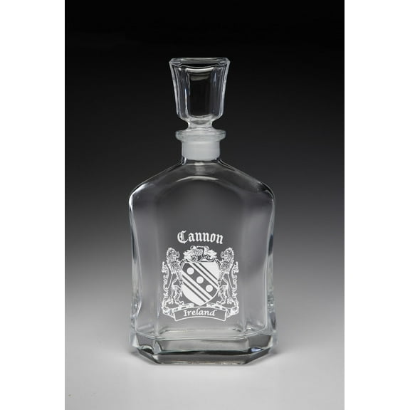 Cannon Irish Coat of Arms Whiskey Decanter (Sand Etched)