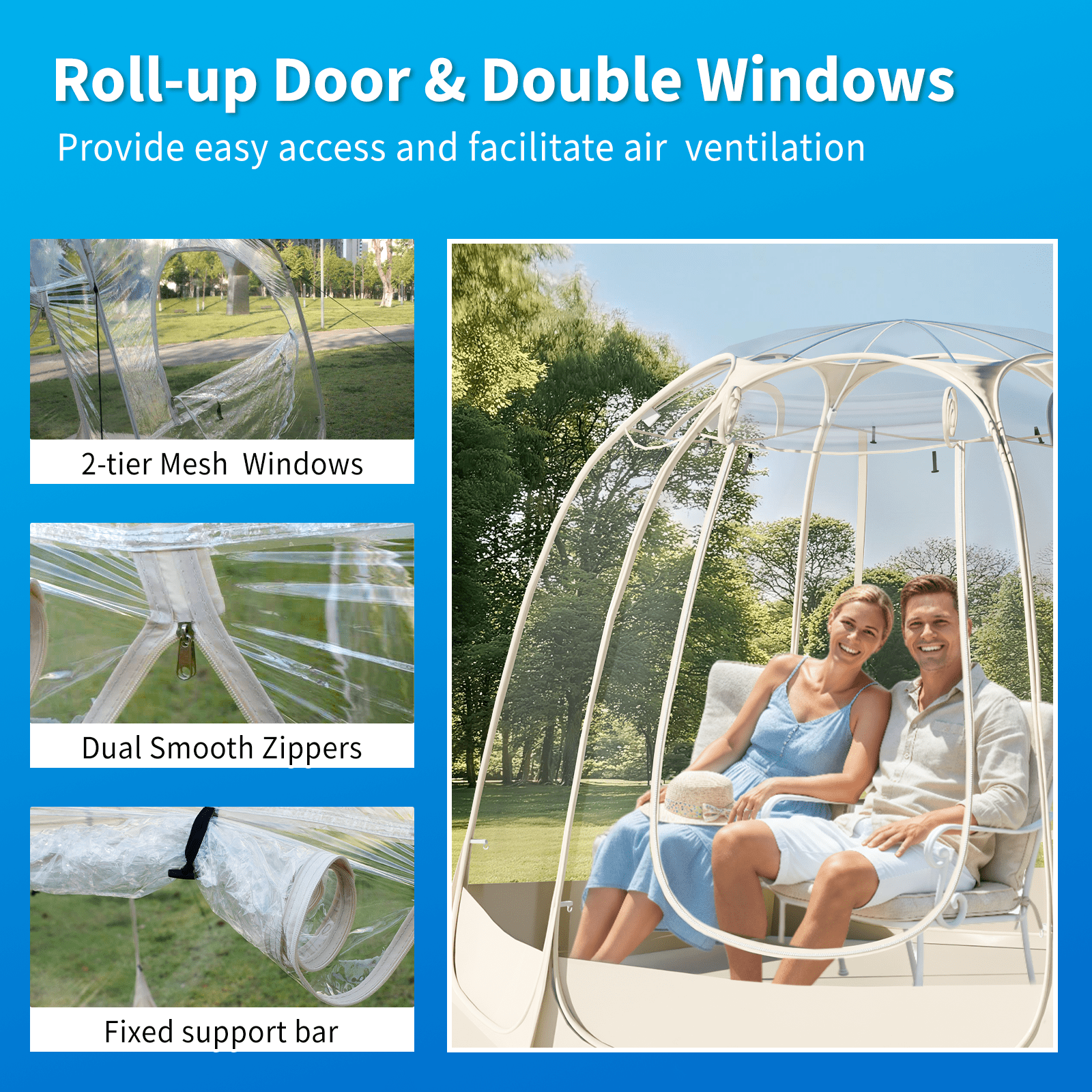 TABU Pop Up Bubble Tent, Sports Tent for 6-7 People, Portable Weatherproof Clear Tent, 10 x 10 ft
