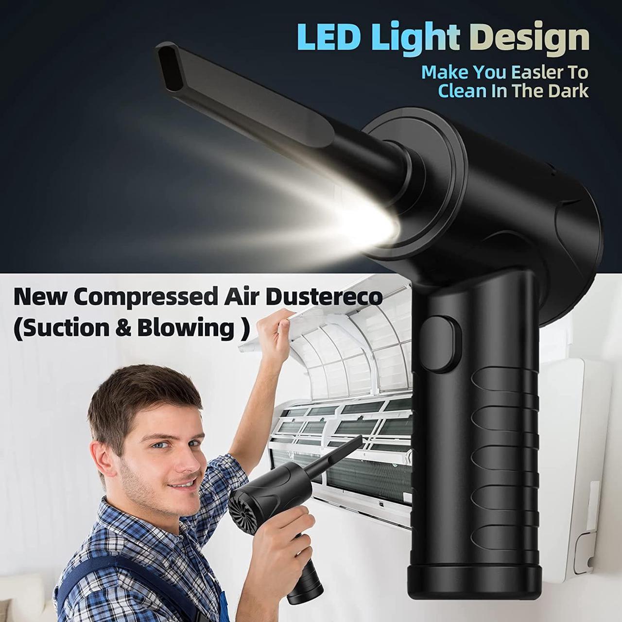 Giizhmy Compressed Air Duster, 100000RPM Electric Air Duster & Vacuum Cleaner 2 in 1 for Compute and Keyboard