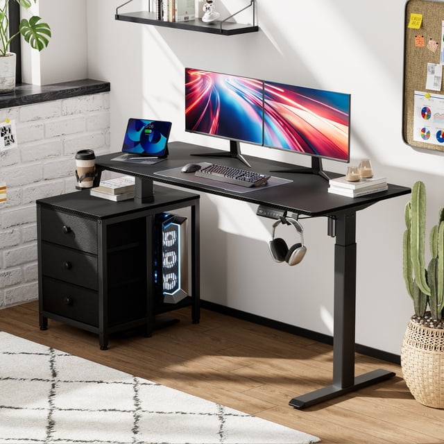 Escritorio Eléctrico con Altura Ajustable de Acero de Color Negro