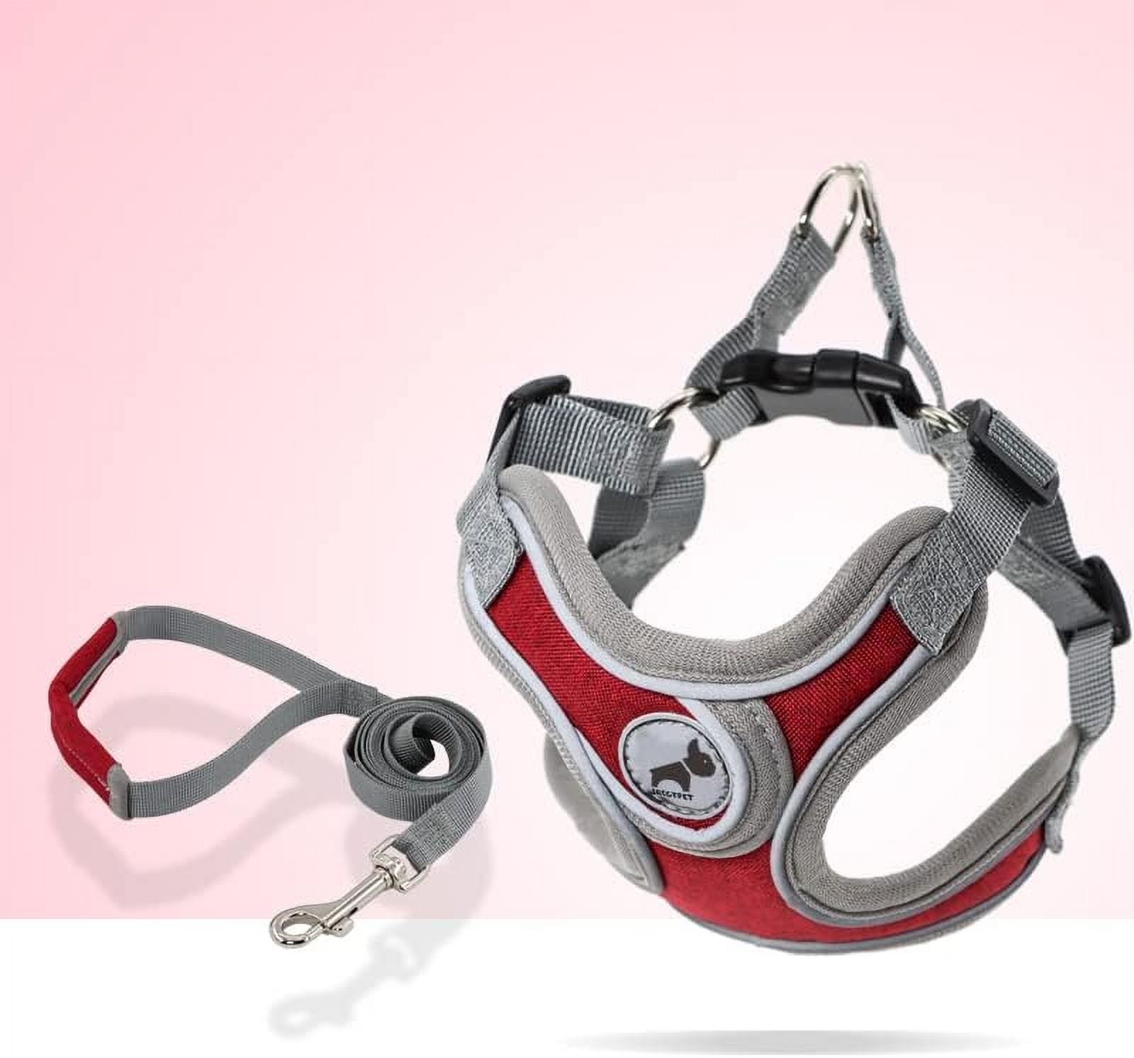 Dog Harness with Leash, Soft Adjustable Step in Reflective Strips Collars Harness Vest for Small Medium Dogs Training and Running(M, Red)