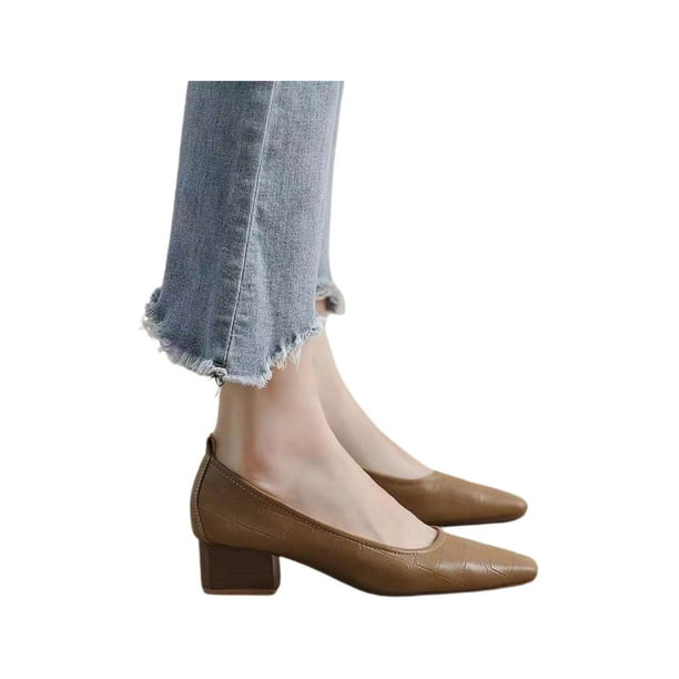 Brown low heel dress cheap shoes
