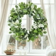 thumbnail image 6 of Spring Summer Wreath for Front Door Wreath with Eucalyptus Leaves for Indoor Outdoor Farmhouse Home Porch Wall Window Festival Wedding Decor, 6 of 6