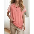 thumbnail image 5 of Weardear Womens Summer Tops V Neck Short Sleeve Buttons Tshirts Loose Fit Casual Blouses, S-2XL, 5 of 6