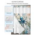 thumbnail image 2 of No Hook Cloth Fabric Shower Curtain with Snap in Liner, Coastal Octopus Waterproof Shower Curtains Set with See Through Top Window, Vintage Summer Beach Coral Ocean Bath Curtains Shower 72"x72", 2 of 6