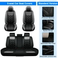 thumbnail image 5 of Car Seat Cover for Honda CR-V Civic Accord Crosstour Insight, Wear-resistant Pu Leather 5 Seats Cushion Protector, Front Rear Full Set Black+Gray, 5 of 10