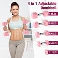thumbnail image 2 of Mancuernas ajustables Hezeyferg de 10 kg, color rosa, 4 niveles, 2 of 6