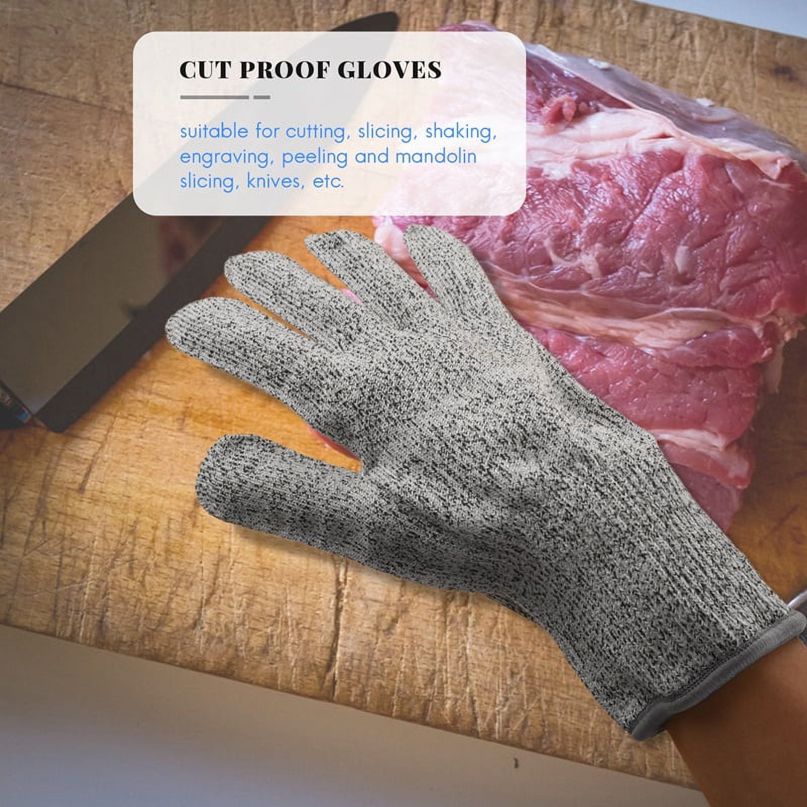 2 Pairs Cut Resistant Gloves Food Grade Level 5 Hand Protection