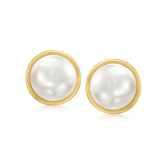 Ross-Simons 11.5-12mm Cultured Pearl Earrings in 14kt Yellow Gold, Women's, Adult