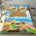 thumbnail image 1 of Animal Crossing Conjunto de sábanas temático, trío de piezas, cómodo y amigable con la piel, diseño único, regalo de decoración para el hogar para familiares, amigos y fans,173cm *218cm, 1 of 6
