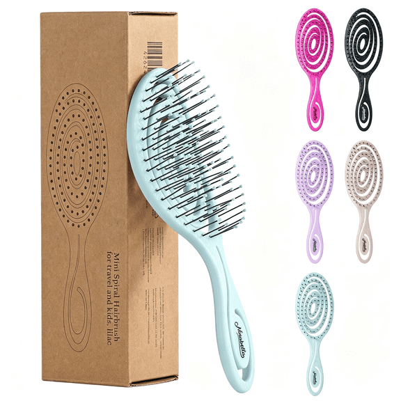 ACDANC Mini Spiral Hairbrush-Detangle Hair Brush-For Brushing Wet Or Blow Dry Hair-Detangler Vent Brush-Hairbrushes for Travel-Wet Brush Detangling Brush-Mint Green