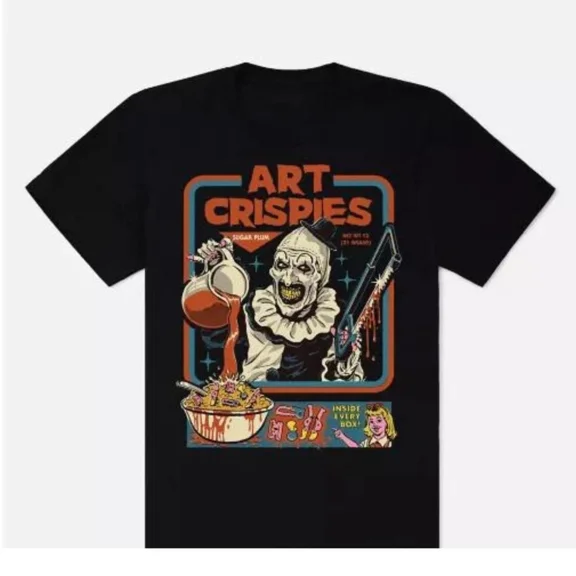 Art the Clown Crispies Terrifier T-Shirt, Steven Rhodes Horror Movie Tee
