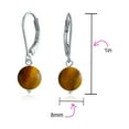 thumbnail image 4 of Bling Jewelry Womens Simple Gemstone 8MM Drop Ball Earrings Secure Hinge Lever Back Sterling Silver, 4 of 5