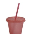 thumbnail image 3 of Botella de agua de plástico con pajita y tapa, de colores que se adaptan al estado de ánimo. Diseño sencillo y brillante. rosa claro 500ml, 3 of 7