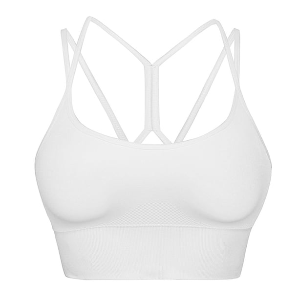 Ropa interior deportiva para mujer con almohadilla cruzada en la espalda, ropa interior deportiva con cordones, ropa interior de Yoga de soporte medio con copa desmontable