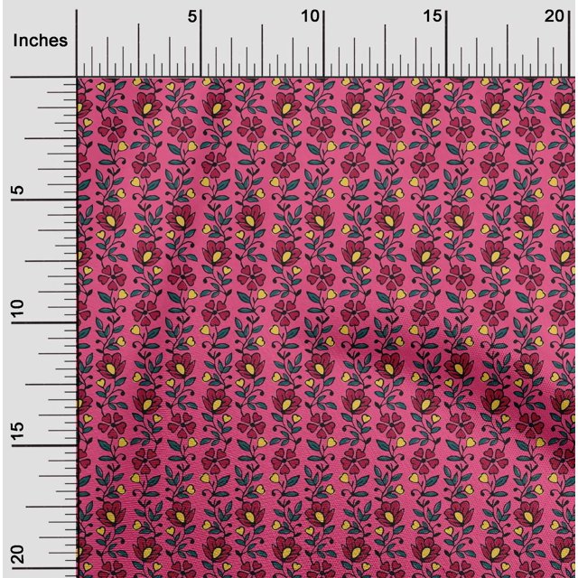 oneOone Polyester Lycra Fabric Leaves & Floral Block Fabric Prints By Yard 56 Inch Wide