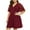 Red, variant on Plus Size Dress for Women Short Lace Sleeve V Neck Mini Dress High Waist Cocktail Dress